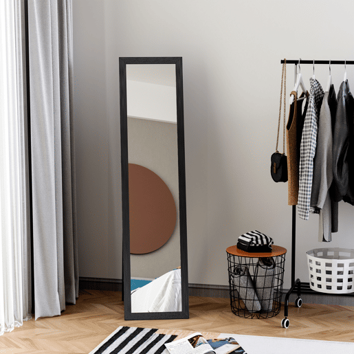HOMCOM Espelho de Corpo Inteiro de Pé ou Parede, Retangular, Moderno para Corredor, Quarto ou Sala de Estar, 37x37x154 cm, Preto