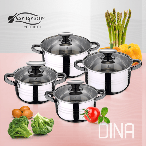 Bateria 8pc Aço inoxidável adequado para indução San Ignacio Prevacio Collection