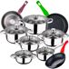 Bateria de cocina 12 piezas con juego de sartenes Bateria de cocina 12 piezas con juego de sartenes Multicolor