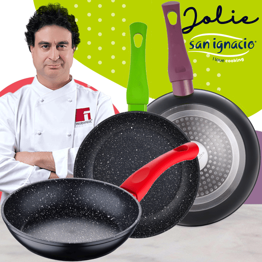 Bateria de cozinha 12 peças San Ignacio Cassel em aço inoxidável com jogo de início (18x22x26 cm) San Ignacio Jolie em alumínio forjado Bateria de cozinha 12 peças San Ignacio Cassel em aço inoxidável com jogo de início (18x22x26 cm) San Ignacio Jolie em alumínio forjado