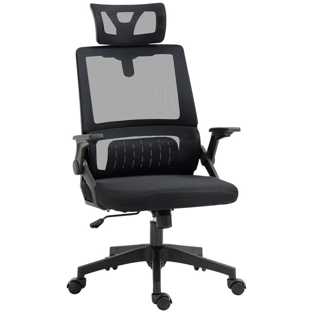 Vinsetto silla de oficina de malla con función de basculante silla de escritorio giratoria con altura ajustable reposacabezas regulable soporte lumbar