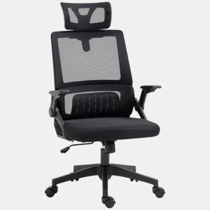 Vinsetto Cadeira de Escritório de Malha Cadeira de Escritório Giratória com Altura e Apoio para a Cabeça Ajustáveis e Apoio para os Braços Estilo Moderno Carga 120 kg para Estúdio 58x61x102-119 cm Preto