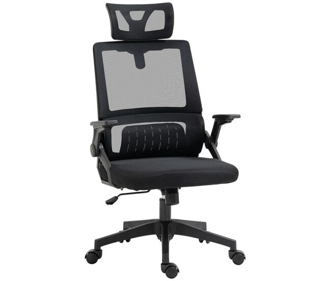 Vinsetto silla de oficina de malla con función de basculante silla de escritorio giratoria con altura ajustable reposacabezas regulable soporte lumbar
