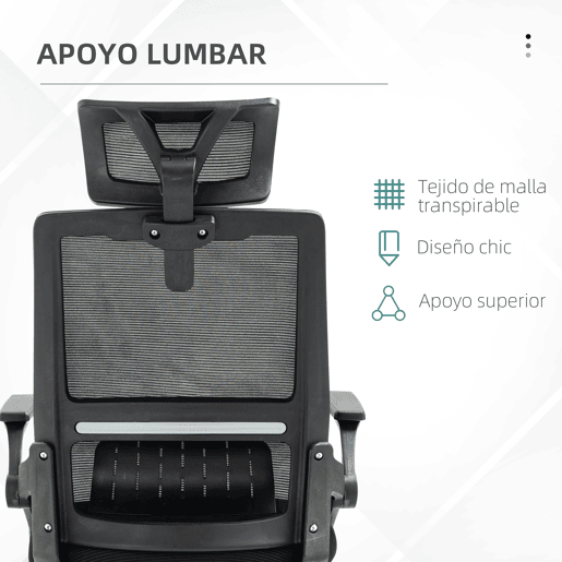 Vinsetto Cadeira de Escritório de Malha Cadeira de Escritório Giratória com Altura e Apoio para a Cabeça Ajustáveis e Apoio para os Braços Estilo Moderno Carga 120 kg para Estúdio 58x61x102-119 cm Preto