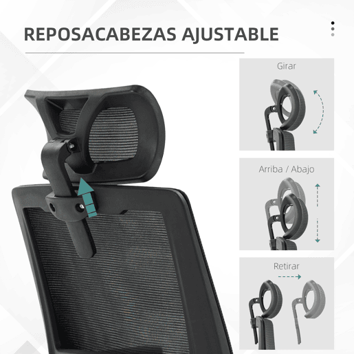 Vinsetto Cadeira de Escritório de Malha Cadeira de Escritório Giratória com Altura e Apoio para a Cabeça Ajustáveis e Apoio para os Braços Estilo Moderno Carga 120 kg para Estúdio 58x61x102-119 cm Preto
