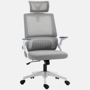 Vinsetto Cadeira de Escritório de Malha Cadeira de Escritório Giratória com Altura e Apoio para a Cabeça Ajustáveis e Apoio para os Braços Estilo Moderno Carga 120 kg para Estúdio 58x61x102-119 cm Cinza