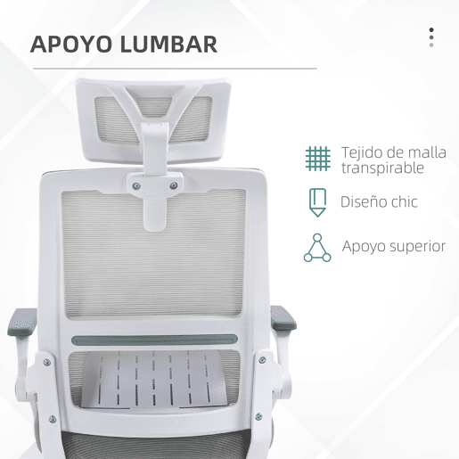 Vinsetto Cadeira de Escritório de Malha Cadeira de Escritório Giratória com Altura e Apoio para a Cabeça Ajustáveis e Apoio para os Braços Estilo Moderno Carga 120 kg para Estúdio 58x61x102-119 cm Cinza