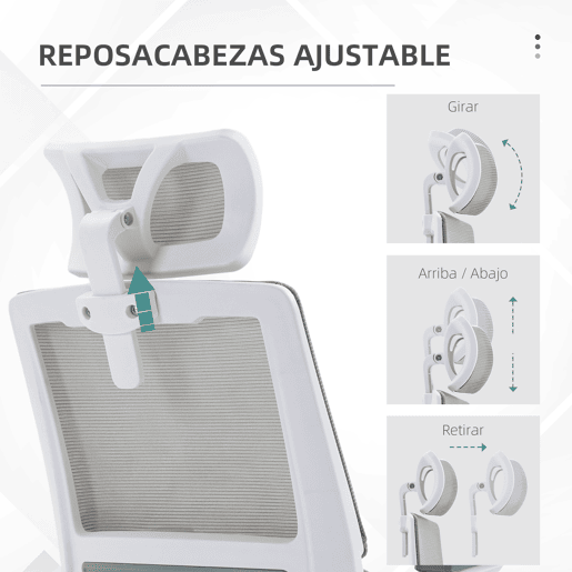 Vinsetto Cadeira de Escritório de Malha Cadeira de Escritório Giratória com Altura e Apoio para a Cabeça Ajustáveis e Apoio para os Braços Estilo Moderno Carga 120 kg para Estúdio 58x61x102-119 cm Cinza
