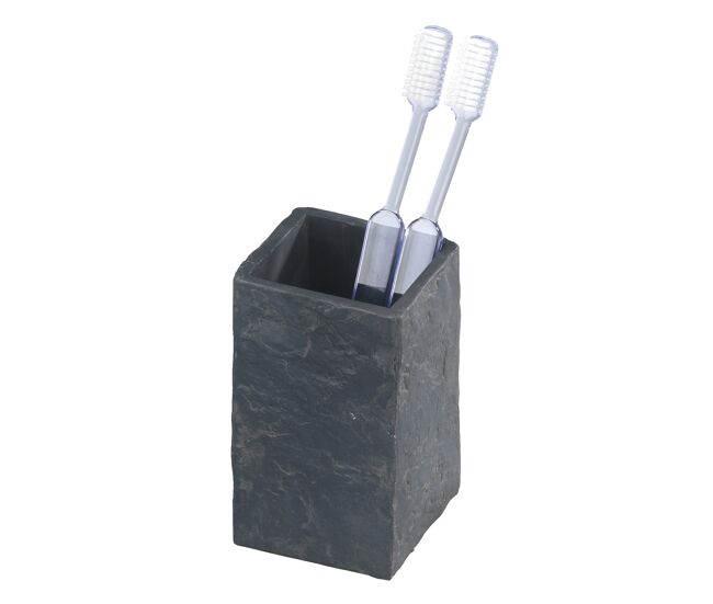 Vaso de baño wenko "slate rock" de poliresina en color antracita ø6,4 x 10,5 cm