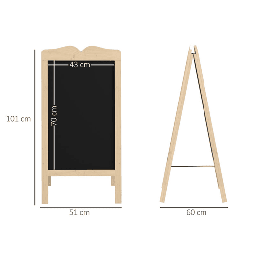 Vinsetto Mini Cavalete de Madeira Quadro Lousa Negro Magnético e Dobrável com 8 Gizes Líquidos e 6 Placas de Palavras Dupla Face 51x42x101 cm Madeira