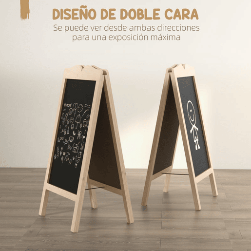 Vinsetto Mini Cavalete de Madeira Quadro Lousa Negro Magnético e Dobrável com 8 Gizes Líquidos e 6 Placas de Palavras Dupla Face 51x42x101 cm Madeira