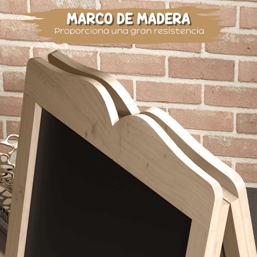 Vinsetto Mini Cavalete de Madeira Quadro Lousa Negro Magnético e Dobrável com 8 Gizes Líquidos e 6 Placas de Palavras Dupla Face 51x42x101 cm Madeira