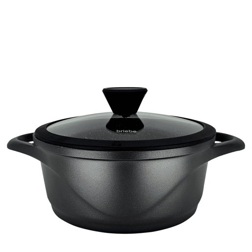 Briebe MGK-18S Trem de Cozinha Indução 6 Peças, Alumínio Fundido, 3 Panelas con Tampa de Vidro, Antiaderente, , Preto