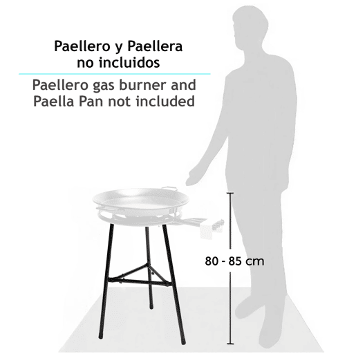 Briebe LEGL3 Suporte para Queimador a Gás com 3 Pernas, Robusto e Estável, Adequado para Paellero de 35 a 70cm, , Preto