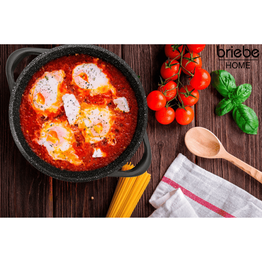 Briebe MGK12S Trem de Cozinha Indução 8 Peças, Alumínio Fundido, 4 Panelas con Tampa de Vidro, Antiaderente, , Preto