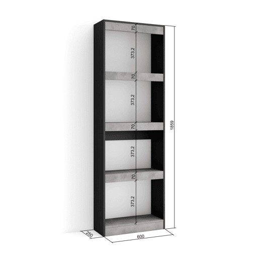 Estante, prateleira , Livraria, Prateleira livros, 60x25x186cm, Sala de estar - Escritório, Sala de jantar, Estilo moderno, Cimento Estante, prateleira , Livraria, Prateleira livros, 60x25x186cm, Sala de estar - Escritório, Sala de jantar, Estilo moderno, Cimento