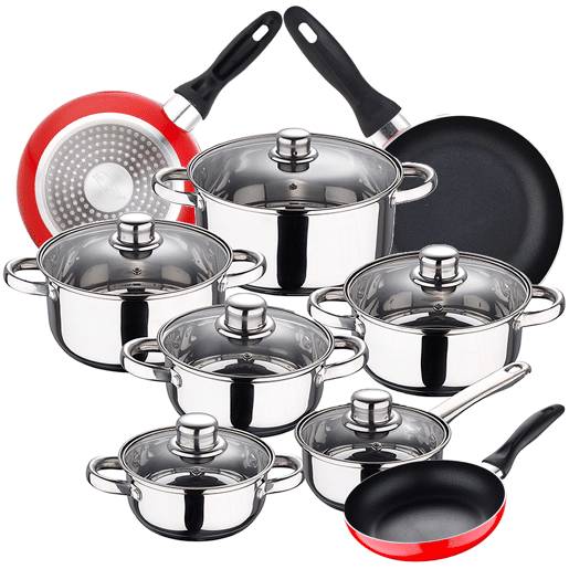 Bateria de cozinha 12 peças San Ignacio Cassel em aço inoxidável com jogo de início (16x20x24 cm) San Ignacio Navy Net Bateria de cozinha 12 peças San Ignacio Cassel em aço inoxidável com jogo de início (16x20x24 cm) San Ignacio Navy Net