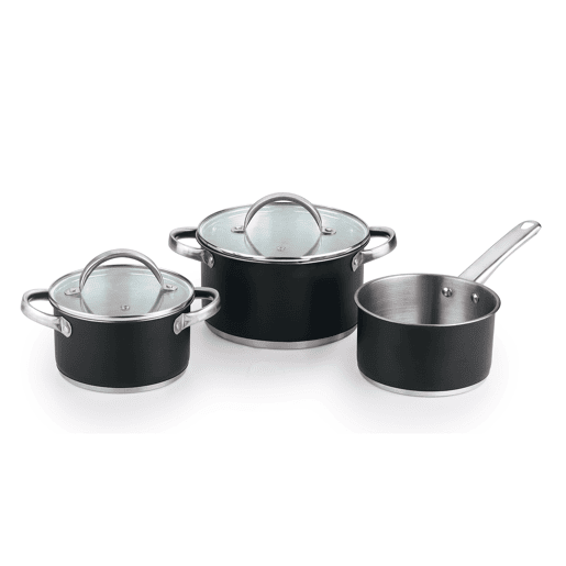 Bateria de cozinha 5 pzs (2 cxtapa + panela) cxrevestimineto aço htr em redonda