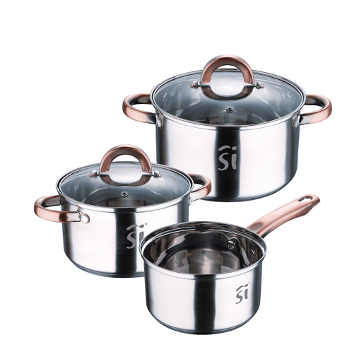 Jogo de bateria de 5pc Onil em aço inoxidável + 5 panelas em conjunto de alumínio pressionado