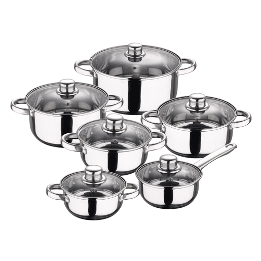 Bateria de cozinha 12 peças San Ignacio Cassel em aço inoxidável com jogo inicial (22x26x28 cm) San Ignacio Daimiel em alumínio forjado