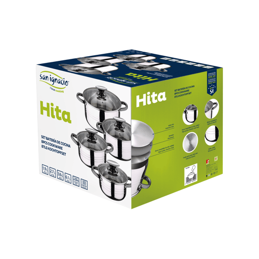Bateria 8pc Aço inoxidável Adequado para a coleção de hita de indução