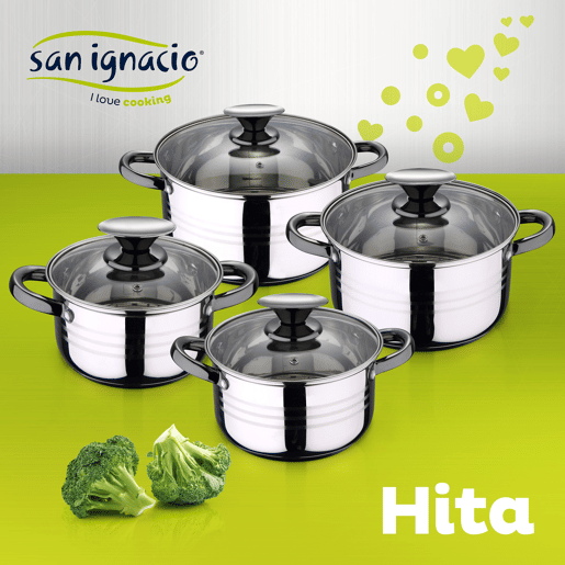 San Ignacio x16cm x20cm x24cm + bateria da bateria de bateria 8 peças em aço inoxidável San Ignacio x16cm x20cm x24cm + bateria da bateria de bateria 8 peças em aço inoxidável