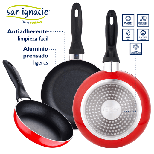 Bateria 8pc Aço inoxidável adequado para indução + 3 panelas 16x20x24 cm San Ignacio Bateria 8pc Aço inoxidável adequado para indução + 3 panelas 16x20x24 cm San Ignacio