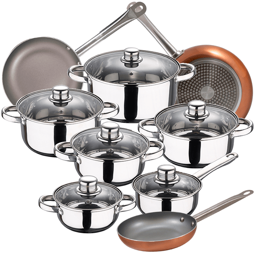Bateria de cozinha 12 peças San Ignacio Cassel em aço inoxidável com jogo de patch (18x22x26 cm) San Ignacio Optimum Plus em alumínio pressionado
