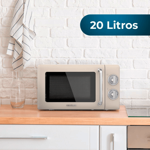 Cecotec ProClean 3010 Retro Beige Micro-ondas mecânico de 20 l e 700 W.