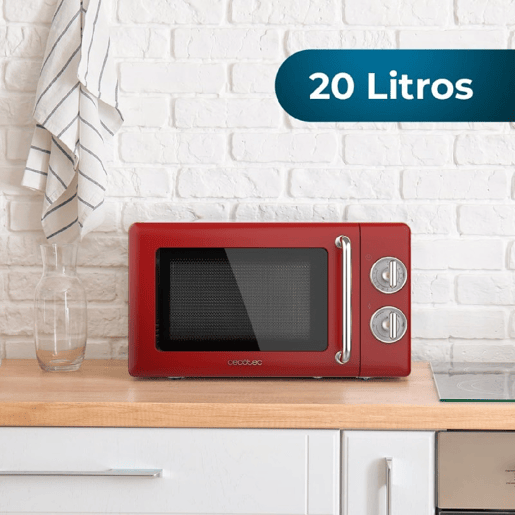 Cecotec ProClean 3010 Retro Red Micro-ondas mecânico de 20 l e 700 W.