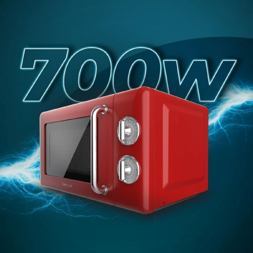Cecotec ProClean 3010 Retro Red Micro-ondas mecânico de 20 l e 700 W.