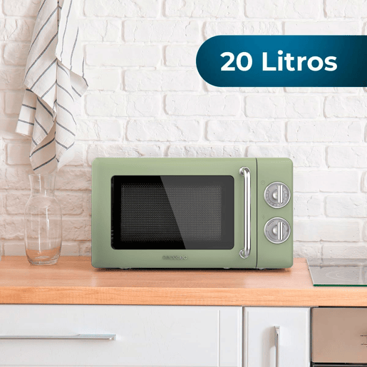 Cecotec ProClean 3010 Retro Green Micro-ondas mecânico de 20 l e 700 W.