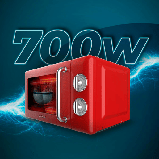 Cecotec ProClean 3110 Retro Red Micro-ondas mecânico com grill de 20 l e 700 W.
