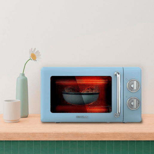 Cecotec ProClean 3110 Retro Blue Micro-ondas mecânico com grill de 20 l e 700 W.