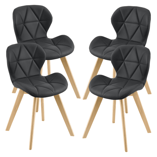 Cadeira de jantar Älmhult conjunto de 4 78x47x52 cm em pele sintética Preto en.casa