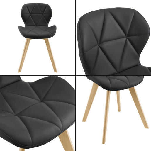 Cadeira de jantar Älmhult conjunto de 4 78x47x52 cm em pele sintética Preto en.casa