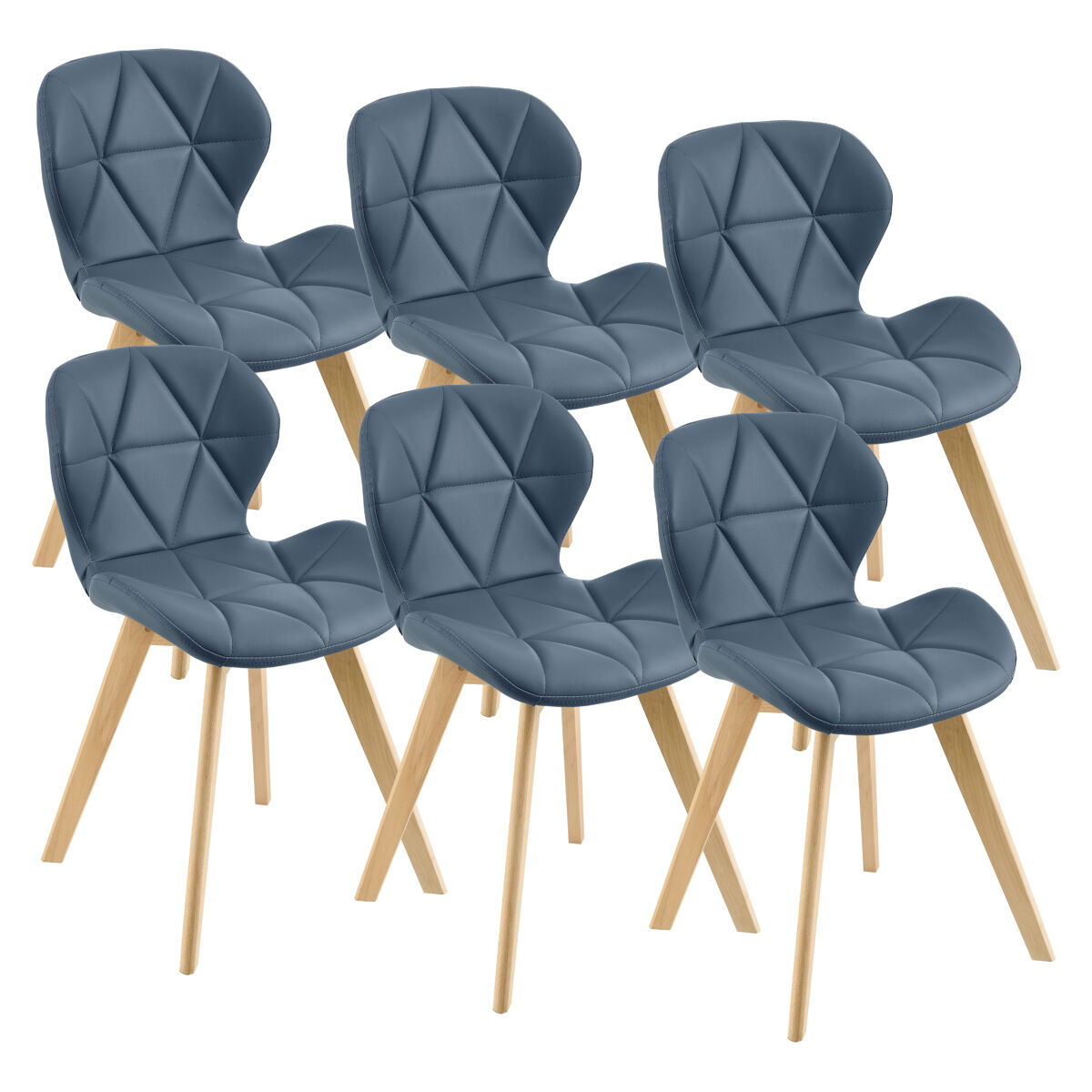 Conjunto de 6 sillas de comedor älmhult 78x47x52 cm - azul [en.casa]