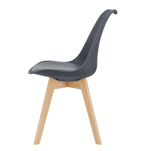Conjunto de 6 cadeiras de jantar Fläten Pele sintética e pernas de faia 82x49x54cm Cinzento en.casa