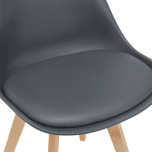 Conjunto de 6 cadeiras de jantar Fläten Pele sintética e pernas de faia 82x49x54cm Cinzento en.casa