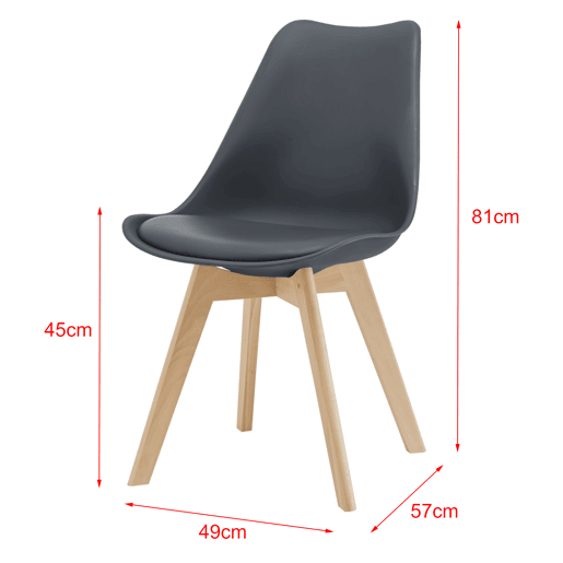 Conjunto de 6 cadeiras de jantar Fläten Pele sintética e pernas de faia 82x49x54cm Cinzento en.casa