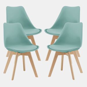 Conjunto de 4 cadeiras de jantar Fläten Pele sintética e pernas de faia 82x49x54cm Verde menta en.casa