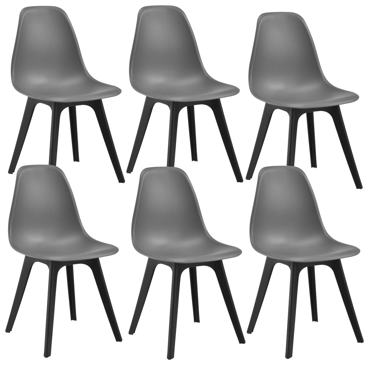 Set de 6 sillas de comedor Brevik diseño nórdico plástico