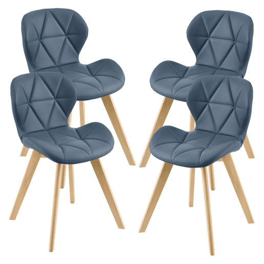 Cadeira de jantar Älmhult conjunto de 4 78x47x52 cm em pele sintética Azul en.casa