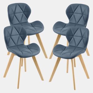Cadeira de jantar Älmhult conjunto de 4 78x47x52 cm em pele sintética Azul en.casa