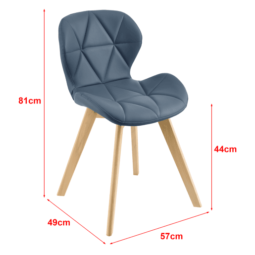 Cadeira de jantar Älmhult conjunto de 4 78x47x52 cm em pele sintética Azul en.casa