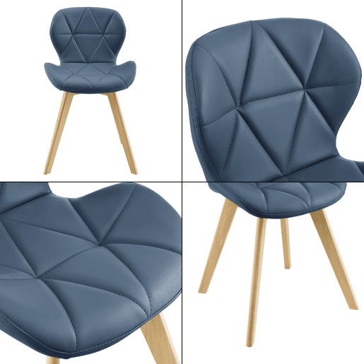 Cadeira de jantar Älmhult conjunto de 4 78x47x52 cm em pele sintética Azul en.casa
