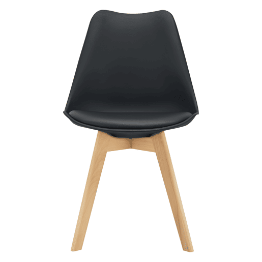 Conjunto de 6 cadeiras de jantar Fläten Pele sintética e pernas de faia 82x49x54cm Preto en.casa