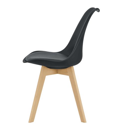 Conjunto de 6 cadeiras de jantar Fläten Pele sintética e pernas de faia 82x49x54cm Preto en.casa