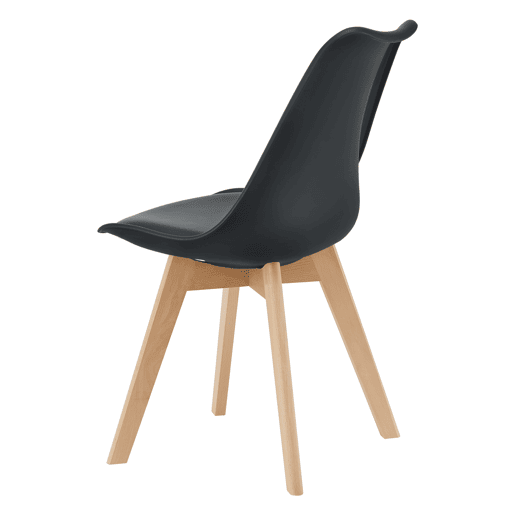 Conjunto de 6 cadeiras de jantar Fläten Pele sintética e pernas de faia 82x49x54cm Preto en.casa