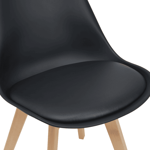 Conjunto de 6 cadeiras de jantar Fläten Pele sintética e pernas de faia 82x49x54cm Preto en.casa
